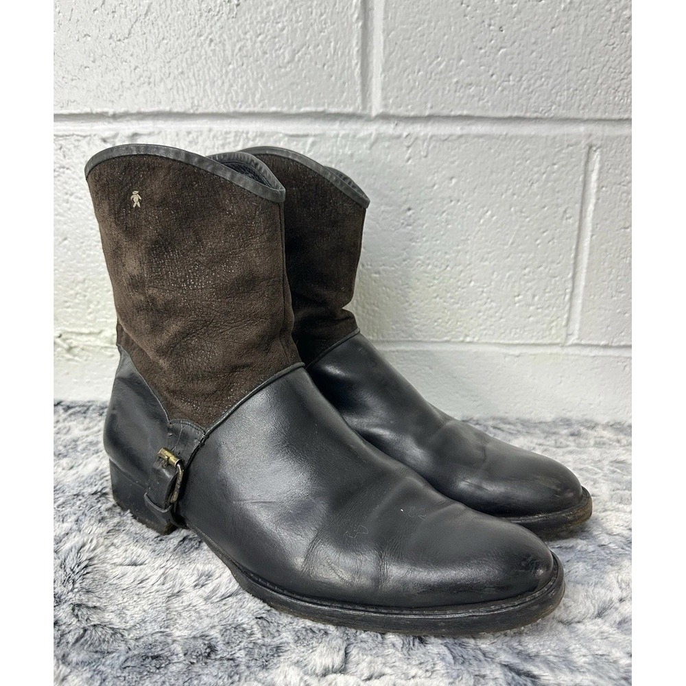 Henry Beguelin Leather & Suede Harness Moto Boots Made In Italy / Men’s 46 US 12